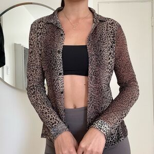Guess Mesh Leopard/Cheetah Top